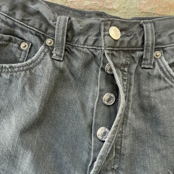 Abercrombie & Fitch Jean Shorts Denim Black Distressed 26 Raw Hem High Waist - Picture 5 of 9